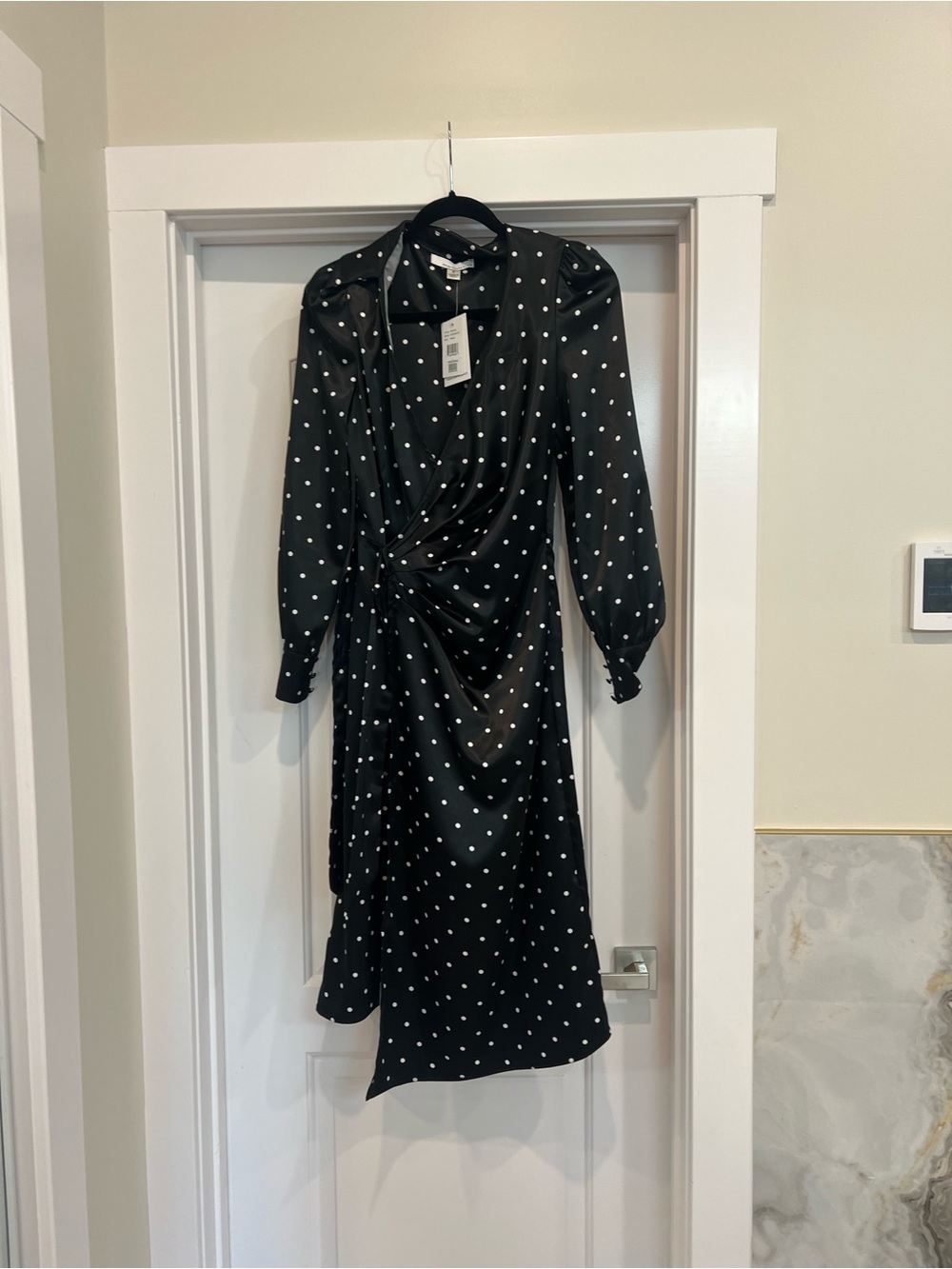 Nordstrom Black & White Polka Dot Midi Wrap Dress